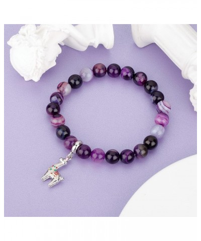 Llama Gifts for Women No Prob-Llama Bracelet,Purple Agate Beads Llama Charm,Llama Birthday Gift Alpaca Gifts for Llama Lovers...