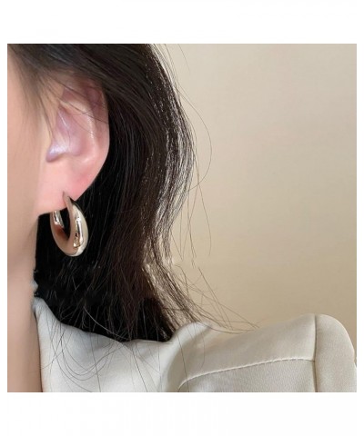 Chunky Open Hoop Earrings for Women Girl, Punk Thick Open Hoop Jewelry for Birthday (Small,Silver) Large Gold $3.53 Earrings