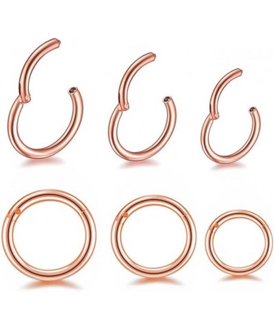 3-6 Pcs 20G 18G 16G Hypoallergenic Nose Rings 316l Surgical Steel Septum Jewelry Hinged Segment Ring Body Piercing Nose Hoop ...