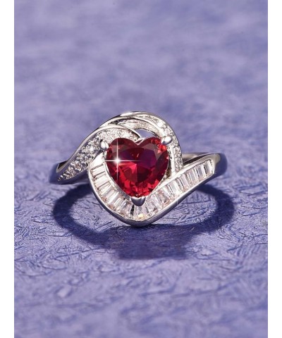 Love Charm Heart Cut Zircon Sweet Ring Jewelry Accessories Woman Birthday Valentine's Day Anniversary Personality Gift Red-2 ...