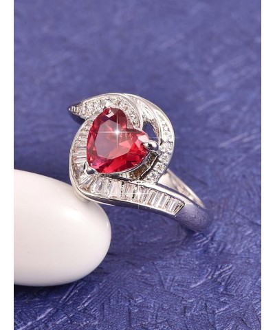 Love Charm Heart Cut Zircon Sweet Ring Jewelry Accessories Woman Birthday Valentine's Day Anniversary Personality Gift Red-2 ...