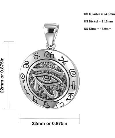 Ladies 925 Sterling Silver Eye of Horus with Zodiac Polished Finish Pendant Necklace, 18in to 24in 24in, 2.6mm Figaro Chain $...