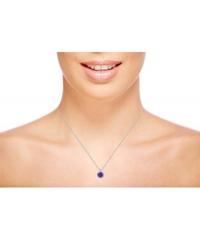 10K White Gold 6mm Round Rope Frame Rabbit Ear 18" Rope Chain Necklace Amethyst white-gold $61.64 Necklaces