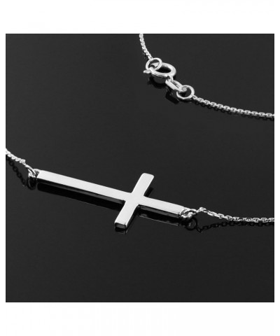 14k White Gold Contemporary Sideways Cross Necklace 16.0 Inches $128.25 Necklaces