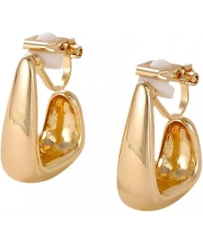 Teardrop Shape 14K Gold Plated Clip On Earrings Chunky Non Pierced Hollow Lightweight Drop Earrings Dupes 2 Gold $8.09 Earrings