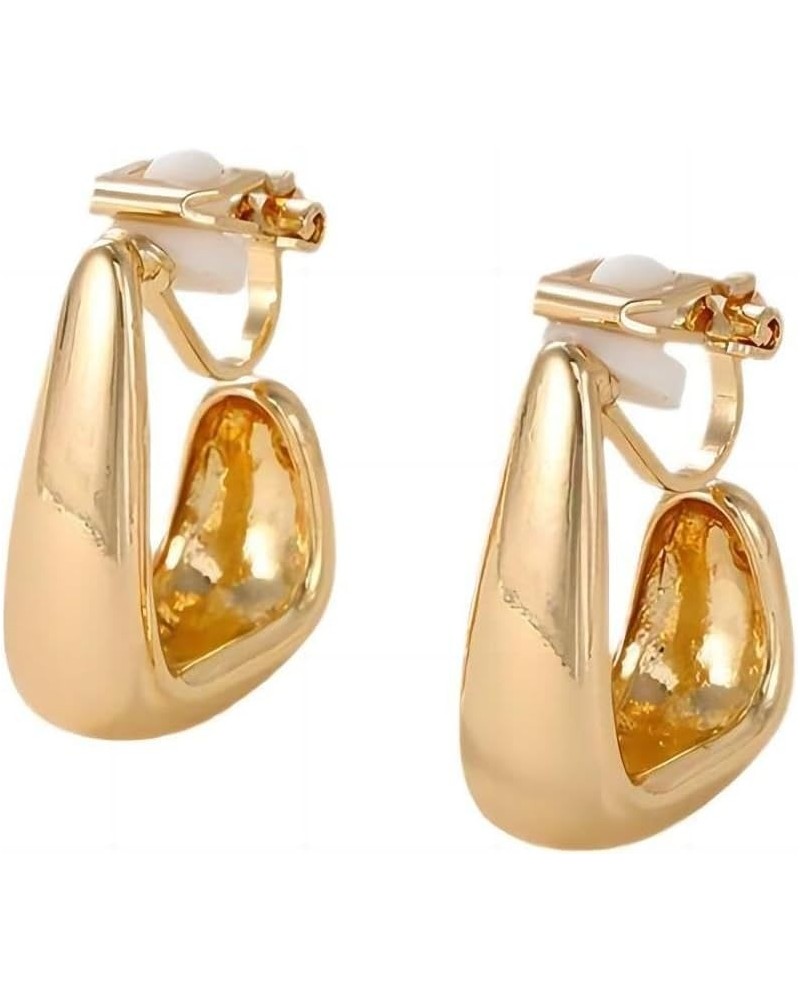 Teardrop Shape 14K Gold Plated Clip On Earrings Chunky Non Pierced Hollow Lightweight Drop Earrings Dupes 2 Gold $8.09 Earrings