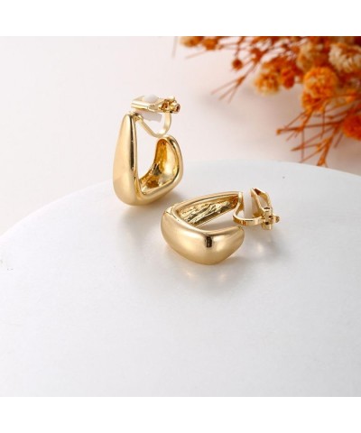 Teardrop Shape 14K Gold Plated Clip On Earrings Chunky Non Pierced Hollow Lightweight Drop Earrings Dupes 2 Gold $8.09 Earrings