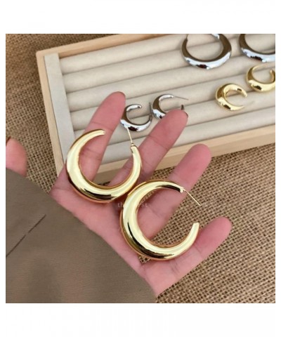 Chunky Open Hoop Earrings for Women Girl, Punk Thick Open Hoop Jewelry for Birthday (Small,Silver) Large Gold $3.53 Earrings