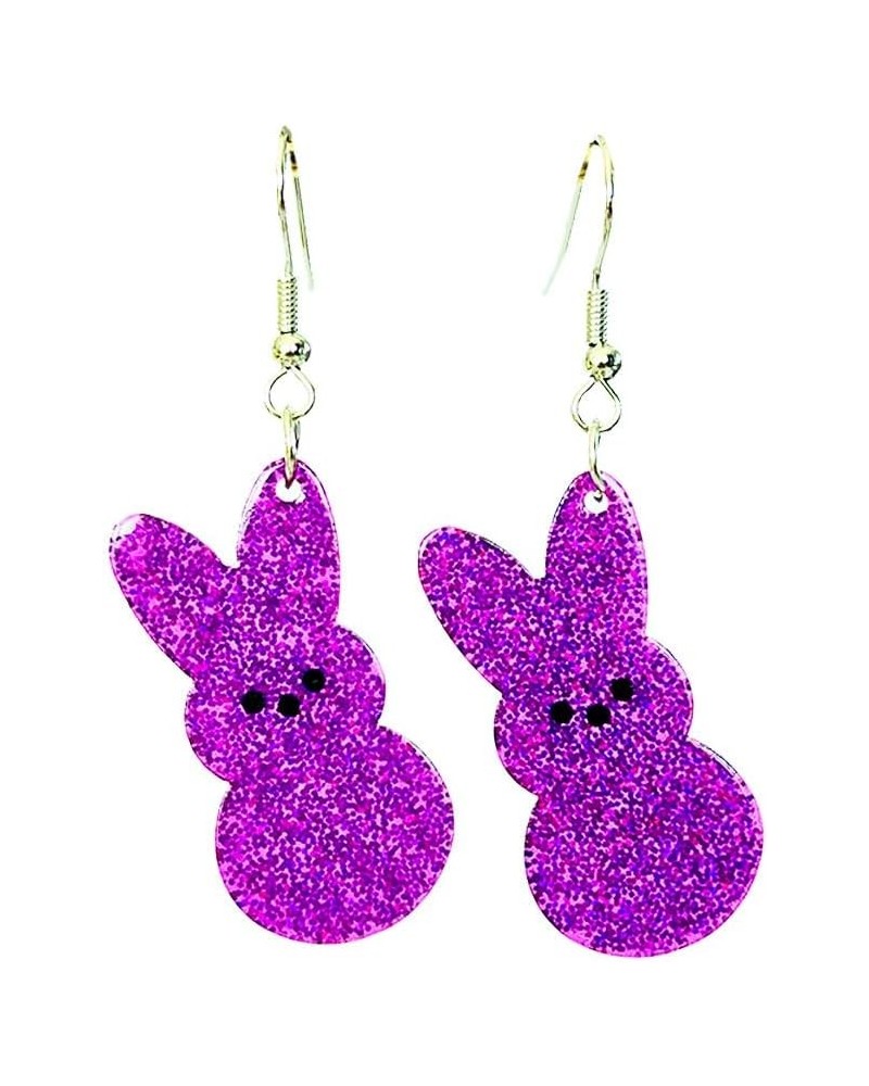 Colorful Easter Rabbit Egg Flower Glitter Earrings Cute Funny Bunny Acrylic Dangle Drop Earrings for Women Girls Easter Holid...