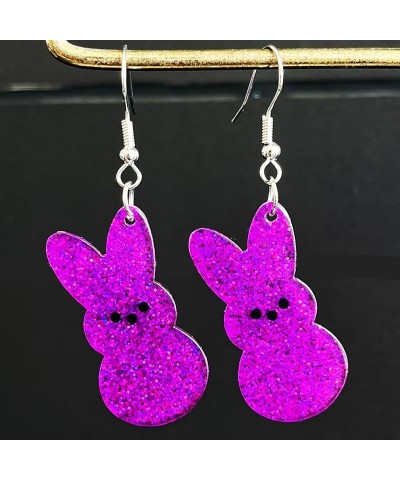 Colorful Easter Rabbit Egg Flower Glitter Earrings Cute Funny Bunny Acrylic Dangle Drop Earrings for Women Girls Easter Holid...