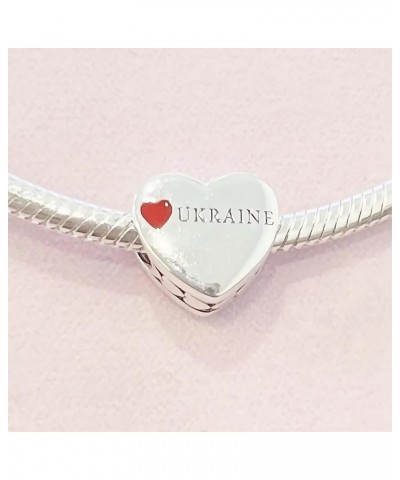 Ukrainian Flag Pendant | Variety | Silver Plated Bead Charm | Fit Bracelet For Women | DIY Jewelry Trinket Heart-Shaped $12.9...