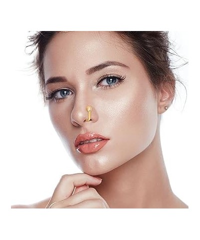 Crystal Heart Fake Nose Ring Gold Fake Septum Rings Shiny Zircon Heart Nose Cuff Tiny U-shaped Clip On Nose Ring Bendable Non...