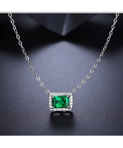 Lab Grown Emerald Necklace 925 Sterling Silver May Birthstone Pendant Necklaces for Women Necklace Anniversary Birthday Jewel...