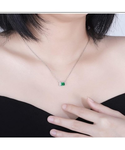 Lab Grown Emerald Necklace 925 Sterling Silver May Birthstone Pendant Necklaces for Women Necklace Anniversary Birthday Jewel...