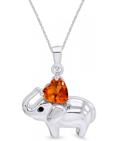 Valentine's Day Elephant Pendant Necklace Heart Shaped Simulated CZ 925 Sterling Silver white-gold-plated-silver : Citrine $2...