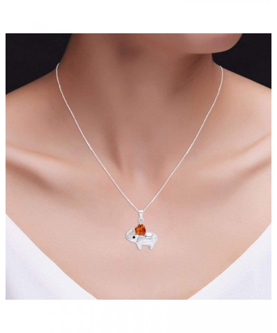 Valentine's Day Elephant Pendant Necklace Heart Shaped Simulated CZ 925 Sterling Silver white-gold-plated-silver : Citrine $2...