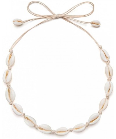 Sea Shell Necklace Choker For Women Summer Beach Natural Cowrie Shell Necklace Beige $7.40 Necklaces