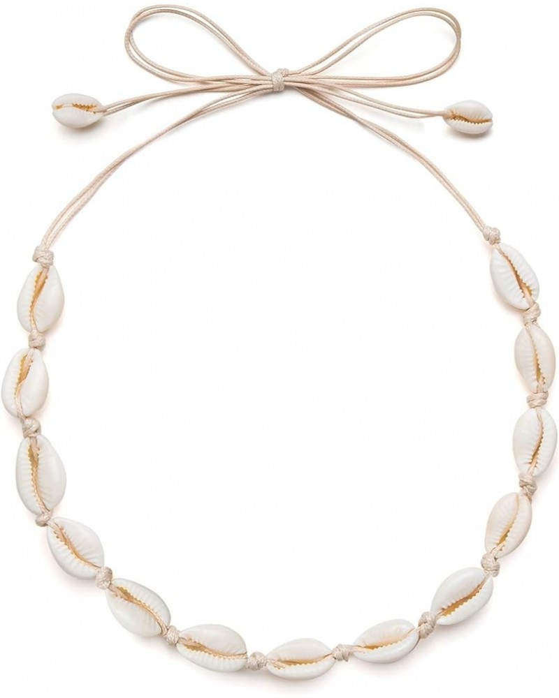 Sea Shell Necklace Choker For Women Summer Beach Natural Cowrie Shell Necklace Beige $7.40 Necklaces