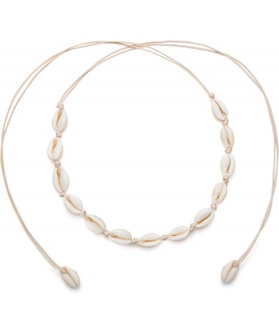 Sea Shell Necklace Choker For Women Summer Beach Natural Cowrie Shell Necklace Beige $7.40 Necklaces