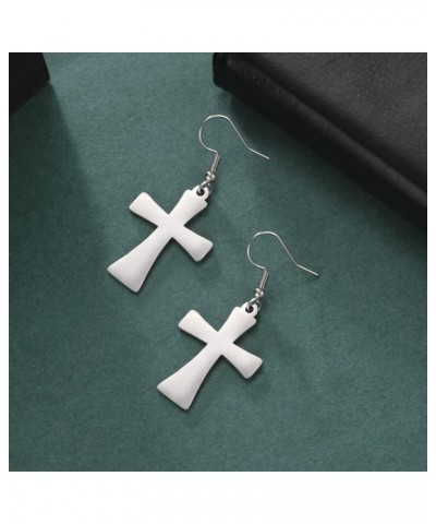 Crucifix Cross Earrings Religious Jewelry Christian Gift Rounded Simple Faith Cross Dangle Earrings for Girls Women Style 2 s...