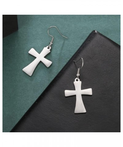 Crucifix Cross Earrings Religious Jewelry Christian Gift Rounded Simple Faith Cross Dangle Earrings for Girls Women Style 2 s...