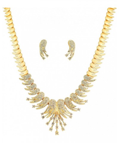 Bollywood Glamour Wedding Evening Wear Jewelry Necklace for Women D335 Gold $11.00 Necklaces