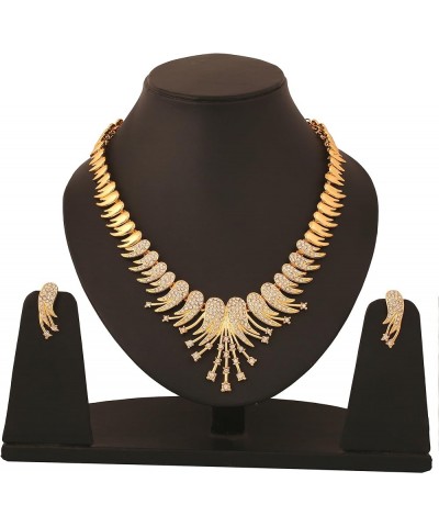 Bollywood Glamour Wedding Evening Wear Jewelry Necklace for Women D335 Gold $11.00 Necklaces