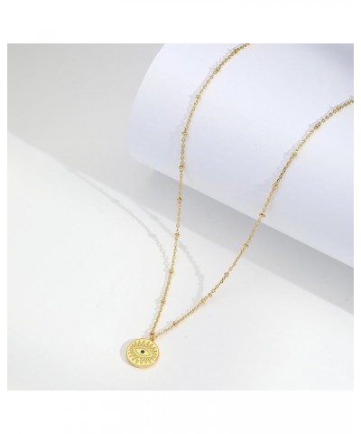 Gold Evil Eye Necklace,14K Gold Plated Dainty Solitaire Minimalist Diamond Evil Eye Simple Necklace For Women Girls Gold Jewe...