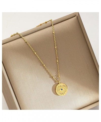 Gold Evil Eye Necklace,14K Gold Plated Dainty Solitaire Minimalist Diamond Evil Eye Simple Necklace For Women Girls Gold Jewe...