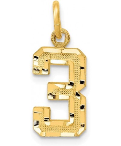 Solid 14k Yellow Gold Casted Small Diamond-Cut Number 3 Charm Pendant - 20mm x 7mm $55.20 Pendants