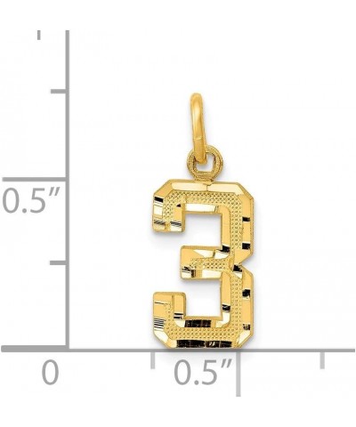 Solid 14k Yellow Gold Casted Small Diamond-Cut Number 3 Charm Pendant - 20mm x 7mm $55.20 Pendants