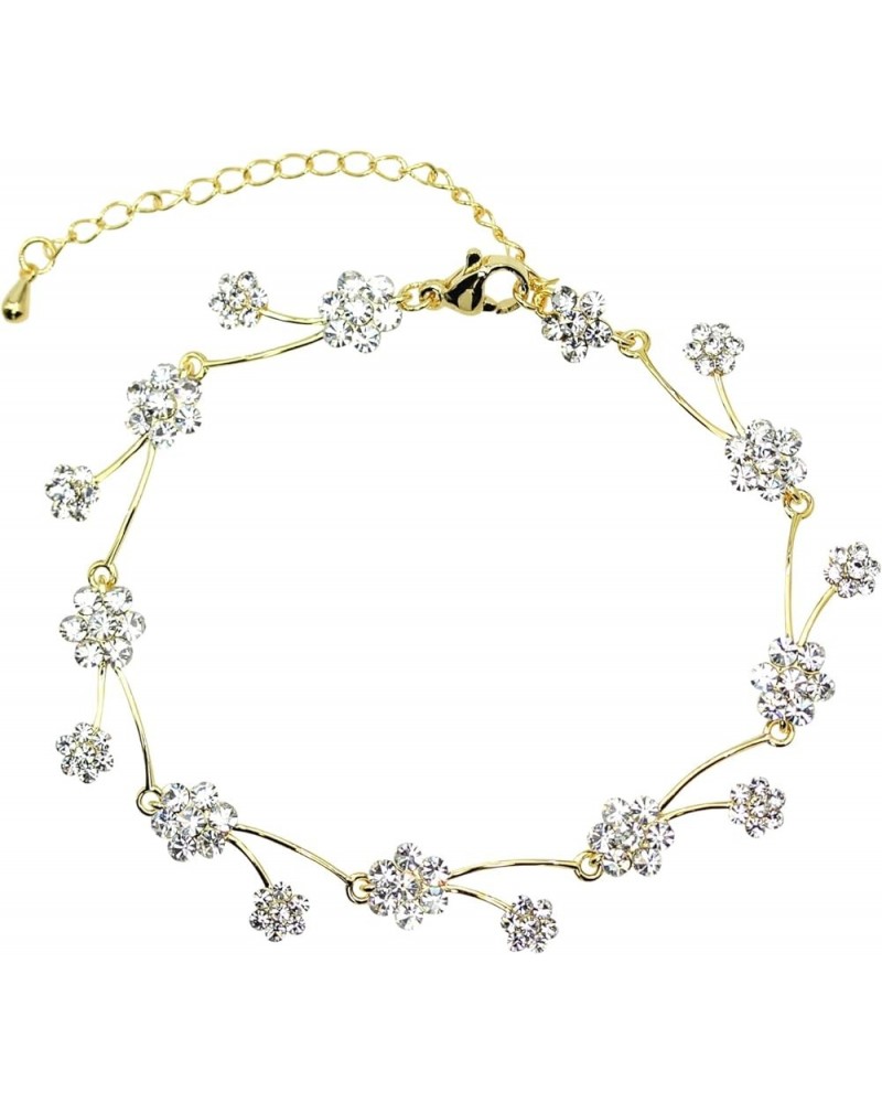 Gorgeous Rhinestone Crystal Floral Necklace Earrings Set Clear / 14K Gold Plated / Matching Bracelet $14.48 Bracelets