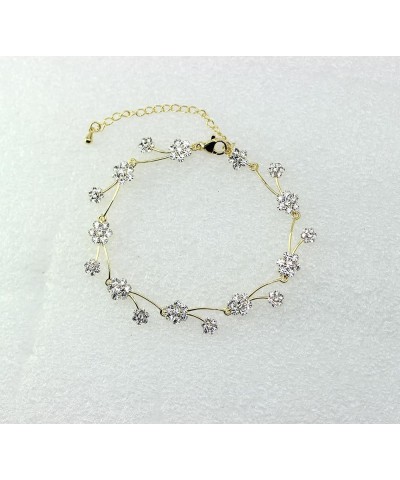 Gorgeous Rhinestone Crystal Floral Necklace Earrings Set Clear / 14K Gold Plated / Matching Bracelet $14.48 Bracelets