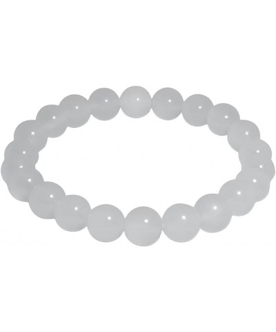 Natural Gemstone 6mm Round Bead Stretch Bracelet, Gemstone Beaded Bracelet For Women, Men And Teenagers Grade 7A White Agate ...