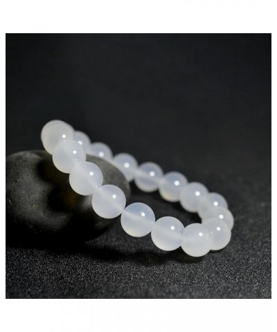 Natural Gemstone 6mm Round Bead Stretch Bracelet, Gemstone Beaded Bracelet For Women, Men And Teenagers Grade 7A White Agate ...