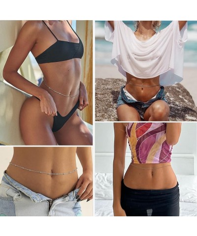 4PCS 18K Gold Plated Waist Chains Bikini Belly Chain for Women Stainless Steel Minimalist Bikini Body Chain Jewelry for Summe...