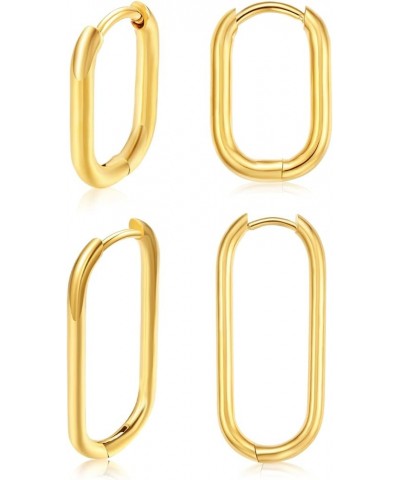 Hoop Earrings for Women,Hypoallergenic Chunky Huggie Hoop Earrings Gold,28*12.5mm+15*10mm $9.51 Earrings