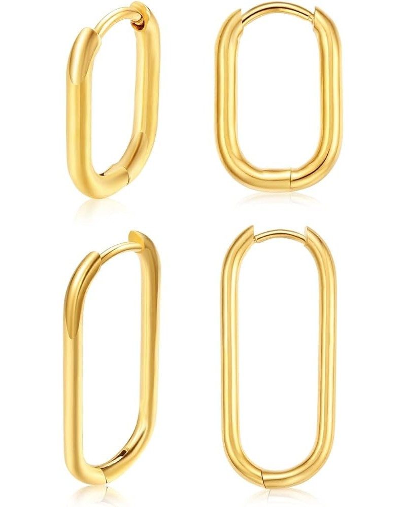 Hoop Earrings for Women,Hypoallergenic Chunky Huggie Hoop Earrings Gold,28*12.5mm+15*10mm $9.51 Earrings