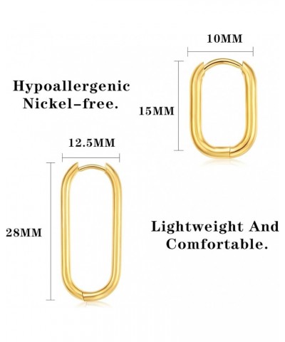 Hoop Earrings for Women,Hypoallergenic Chunky Huggie Hoop Earrings Gold,28*12.5mm+15*10mm $9.51 Earrings