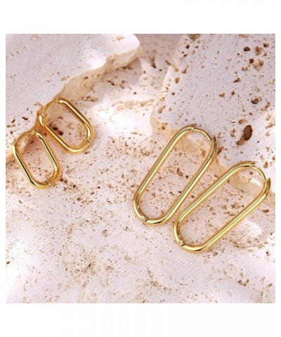 Hoop Earrings for Women,Hypoallergenic Chunky Huggie Hoop Earrings Gold,28*12.5mm+15*10mm $9.51 Earrings