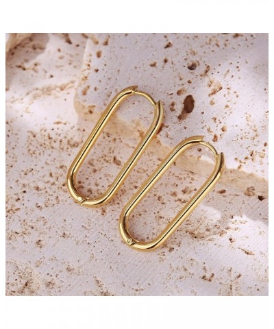 Hoop Earrings for Women,Hypoallergenic Chunky Huggie Hoop Earrings Gold,28*12.5mm+15*10mm $9.51 Earrings