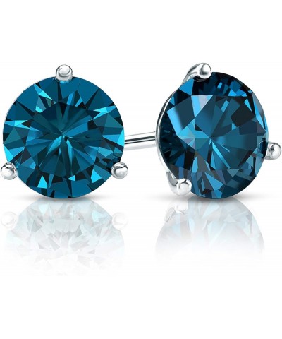 1/2 to 4 Carat Blue Lab Grown Diamond Elegant Round Stud Earrings for Women in 14k Gold (0.50 to 4.00 cttw) 3-Prong Martini S...