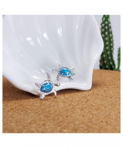 Fine Earrings Gift for Women 925 Sterling Silver Beautiful Charm Gemstone Jewelry Push Back Stud Earring Sea Ocean Turtle Tor...