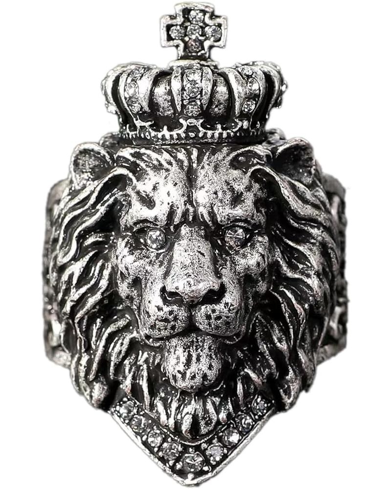 Men's Rings for Men Women Silver plated Brass Ductile Material Open Rings Adjustable Gifts for Boys Girls Lion D $5.62 Rings