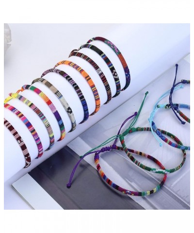 24 Pcs Boho Surfer Bracelet Anklet Adjustable Beaded Anklets Handmade Braided Bracelet Colorful Anklet Summer String Rope Ank...