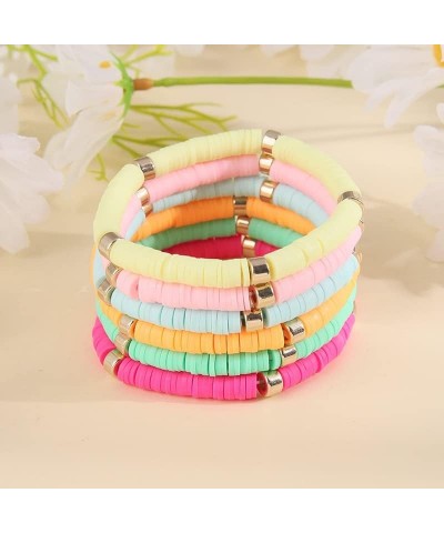 Bohemian Ploymer Clay Surfer Bracelet for Women Teen Girls Summer Beach Layering Colorful Beaded Stretch Stackable Friendship...