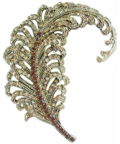 Sindary 3.35" Austrian Rhinestone Crystal Leaf Brooch Pin Pendant BZ5065 Gold-Tone Brown $11.77 Brooches & Pins