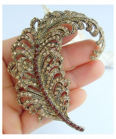 Sindary 3.35" Austrian Rhinestone Crystal Leaf Brooch Pin Pendant BZ5065 Gold-Tone Brown $11.77 Brooches & Pins