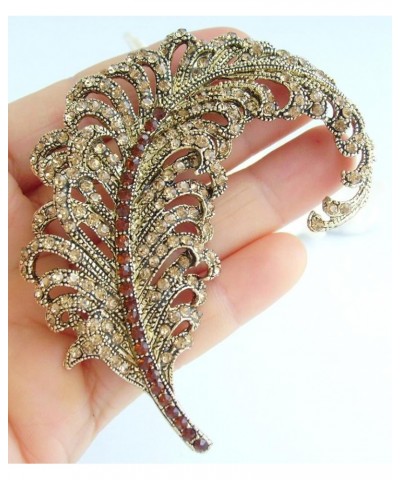 Sindary 3.35" Austrian Rhinestone Crystal Leaf Brooch Pin Pendant BZ5065 Gold-Tone Brown $11.77 Brooches & Pins