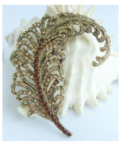 Sindary 3.35" Austrian Rhinestone Crystal Leaf Brooch Pin Pendant BZ5065 Gold-Tone Brown $11.77 Brooches & Pins